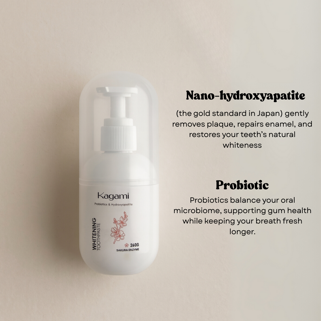 Kagami Probiotic Whitening Sakura Toothpaste (Nano-Hydroxyapatite) Bottle 260g