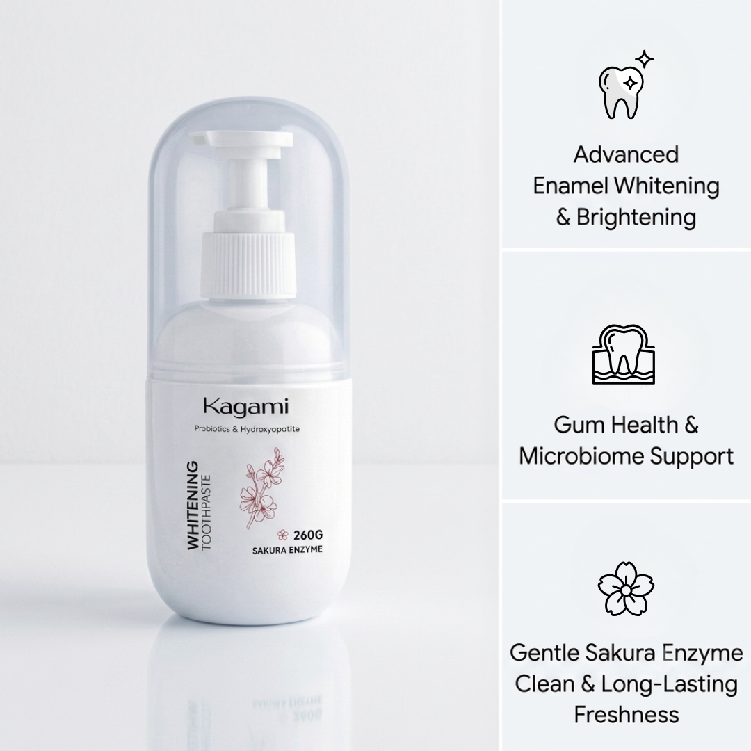 Kagami Probiotic Whitening Sakura Toothpaste (Nano-Hydroxyapatite) Bottle 260g